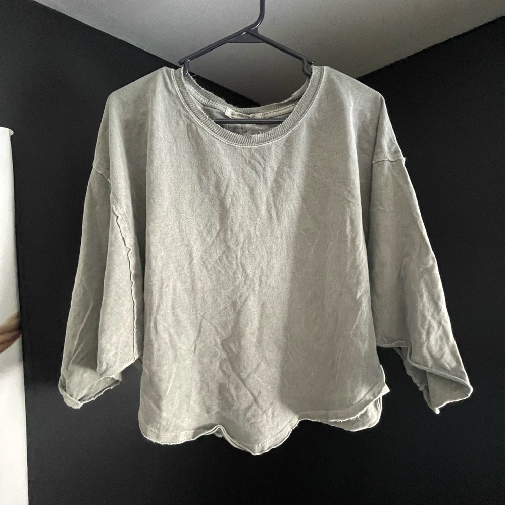 Casual Greenish Gray Oversized t-shirt